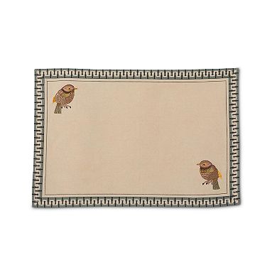 Set of 4 Cotton Embroidered Bird Placemat Set for Dining Table and Kitchen Decor