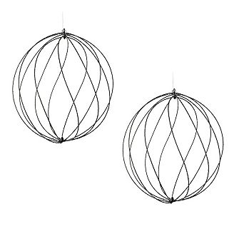 Set of 2 Large Twinkle LED Wire Sphere Lights for Tabletop and Floor Holiday Decor