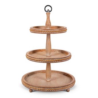 3 tier Multi-Level Wood Display Stand for Tabletop Organization and Centerpiece Decor