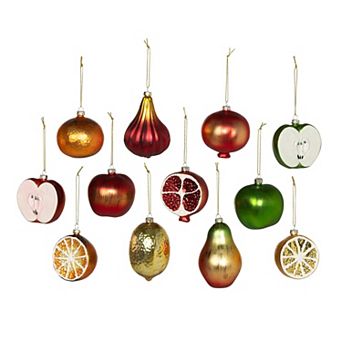 Set of 12 Glass Fruit Christmas Ornaments for Christmas Tree and Seasonal Decor