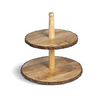 Round 2 tier Wooden Display Stand for Coffee Station and Dining Table Decor