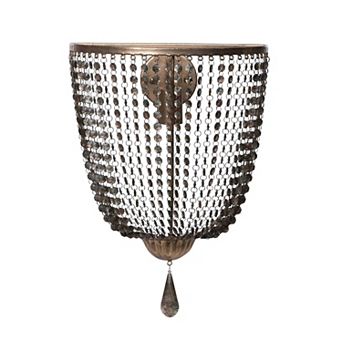 Decorative Iron Wall Sconce with Crystal Bead Shade for Entryway, Hallway, and Accent Wall Decor