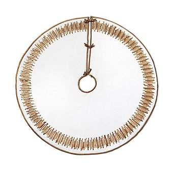 Round Cotton Tree Skirt for Christmas Tree Stand Cover and Seasonal Decor Setup