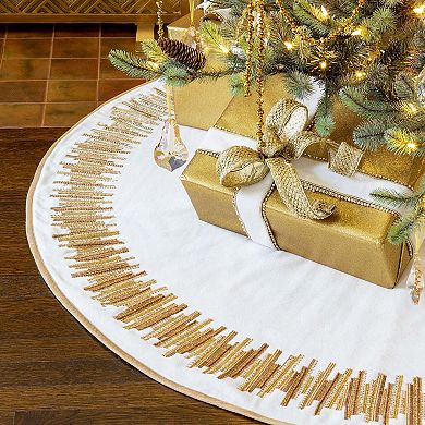 Round Cotton Tree Skirt for Christmas Tree Stand Cover and Seasonal Decor Setup