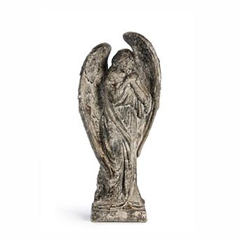 Aged Stone Finish Angel Figurine for Garden, Porch, and Entryway Styling
