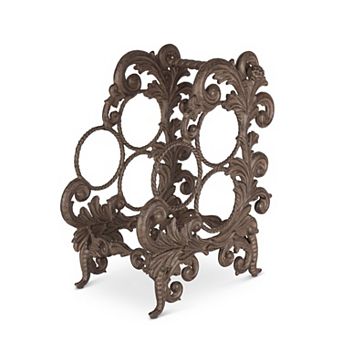 Acanthus Metal Wine Bottle Holder for 3 Bottles Tabletop Storage and Bar Display