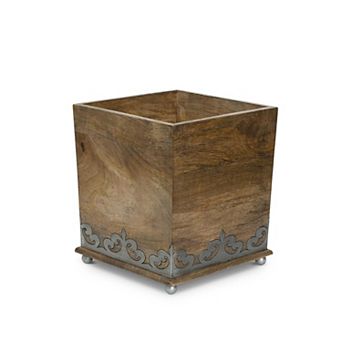 Heritage Inlay Mango Wood Square Waste Basket for Bathroom, Bedroom, and Office Use