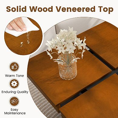 Square Coffee Table Wood Look Finish Floating Base Modern Living Room