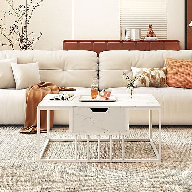 Lift Top Coffee Table with Hidden Storage Compartment and Adjustable Tabletop for Living Room