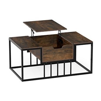 Lift Top Coffee Table with Hidden Storage Compartment and Adjustable Tabletop for Living Room