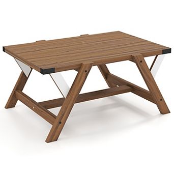 Farmhouse Living Room Coffee Table Nailhead Accents Rustic Style Table