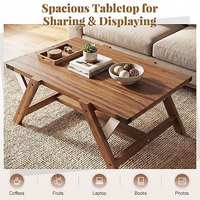 Farmhouse Living Room Coffee Table Nailhead Accents Rustic Style Table
