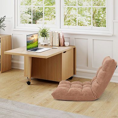 Multifunctional Foldable Coffee Table with Expandable Surface and Lockable Wheels for Living Room