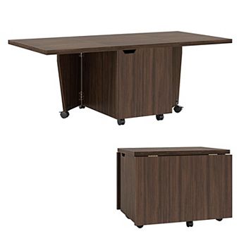 Multifunctional Foldable Coffee Table with Expandable Surface and Lockable Wheels for Living Room