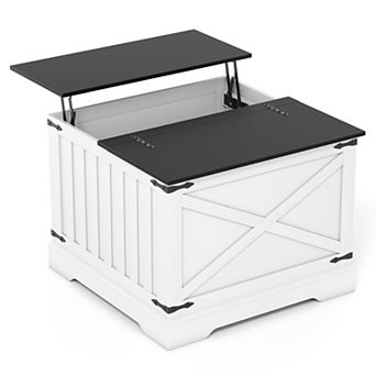 Square Lift Top Coffee Table with Hydraulic Tabletop and Concealed Storage Space