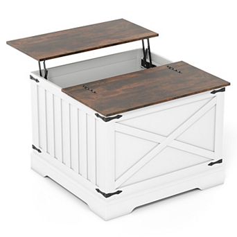 Square Lift Top Coffee Table with Hydraulic Tabletop and Concealed Storage Space