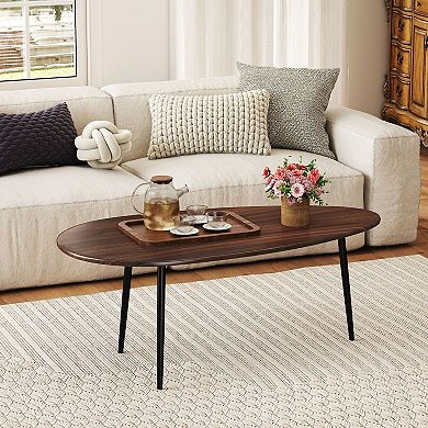 Modern Oval Coffee Table with Open Tabletop for Living Room and Lounge Area
