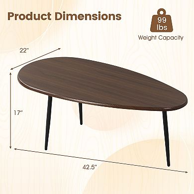 Modern Oval Coffee Table with Open Tabletop for Living Room and Lounge Area