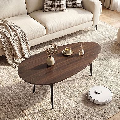 Modern Oval Coffee Table with Open Tabletop for Living Room and Lounge Area