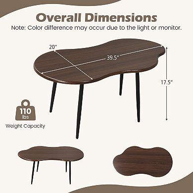 Modern Cloud Shape Coffee Table with Curved Tabletop and Metal Frame for Living Room