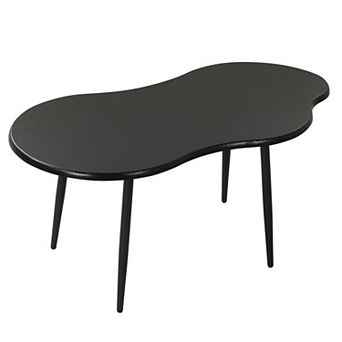 Modern Cloud Shape Coffee Table with Curved Tabletop and Metal Frame for Living Room