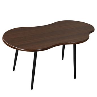 Modern Cloud Shape Coffee Table with Curved Tabletop and Metal Frame for Living Room
