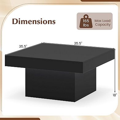 Modern Square LED Coffee Table with RGB Lights and Remote Control for Living Room