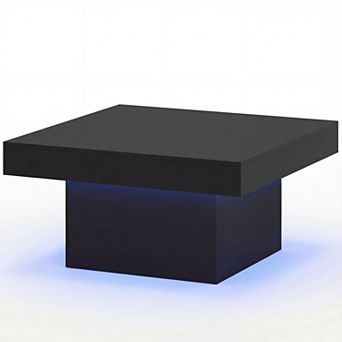 Modern Square LED Coffee Table with RGB Lights and Remote Control for Living Room