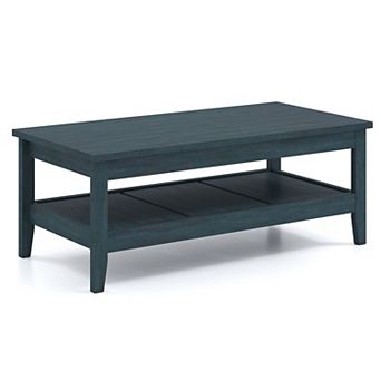 2 tier Rectangular Coffee Table with Open Storage Shelf and Wide Tabletop for Living Room