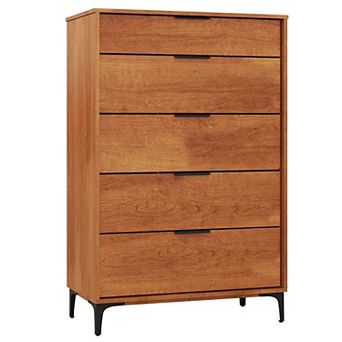5-Drawer Tall Storage Dresser with Metal Legs, MDF Wood Bedroom Organizer