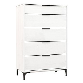 5-Drawer Tall Storage Dresser with Metal Legs, MDF Wood Bedroom Organizer