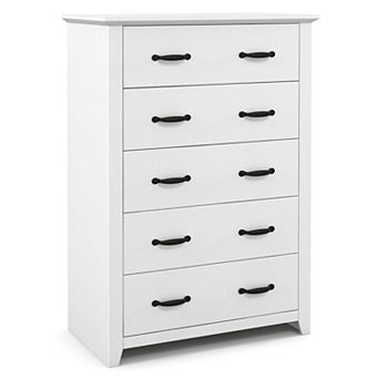 5-Drawer Tall Storage Cabinet, MDF Bedroom Organizer with Anti-Tip Hardware