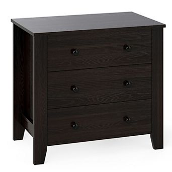 3-Drawer Bedroom Dresser, Engineered Wood Nightstand with Wide Top Surface