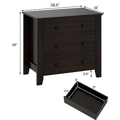 3-Drawer Bedroom Dresser, Engineered Wood Nightstand with Wide Top Surface