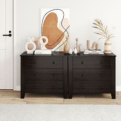 3-Drawer Bedroom Dresser, Engineered Wood Nightstand with Wide Top Surface