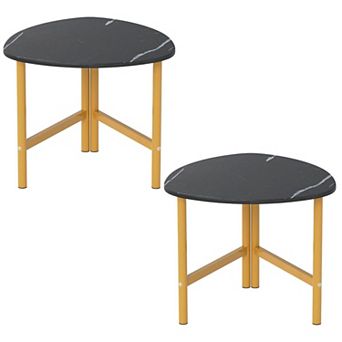 Contemporary Triangle Coffee Table with Stable Metal Legs and Space Saving Design for Living Room