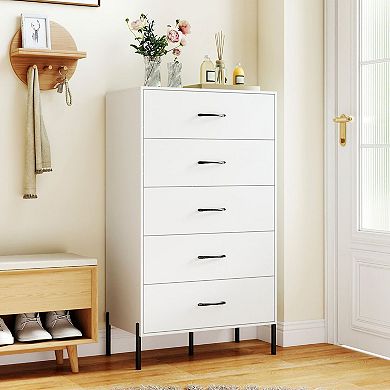 5-Drawer Storage Dresser, Space Saving Vertical Bedroom Storage Unit