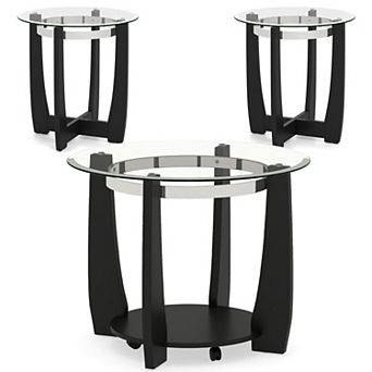 2 tier Glass Round Coffee Table with Storage Shelf for Living Room