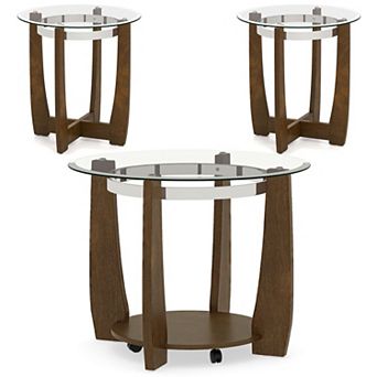 2 tier Glass Round Coffee Table with Storage Shelf for Living Room