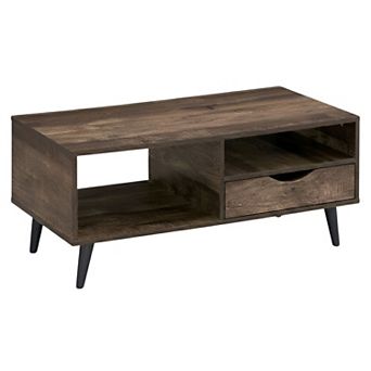 Modern Coffee Table with Multi Storage Compartments and Built In Drawer for Home Use