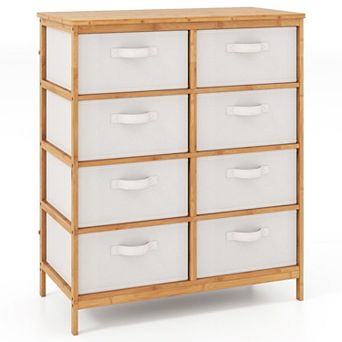 8-Drawer Wicker Storage Dresser, Fabric Drawer Organizer for Bedroom Closet Entryway