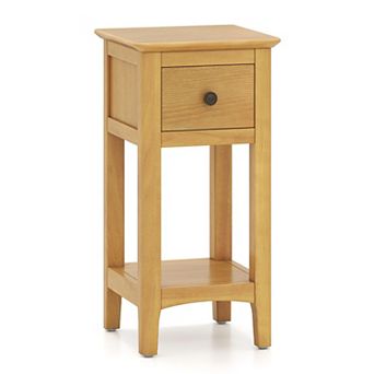 3 tier Bedside Nightstand Solid Wood Compact Storage Table Drawer Open Shelf Bedroom