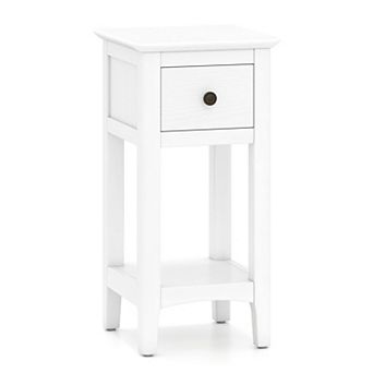 3 tier Bedside Nightstand Solid Wood Compact Storage Table Drawer Open Shelf Bedroom