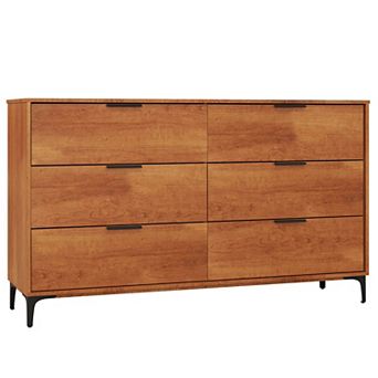 6-Drawer Storage Cabinet Entryway Bedroom Closet Metal Legs MDF Wood