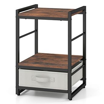 Small End Table with Fabric Drawer for Bedroom Living Room or Dorm