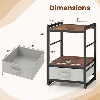 Small End Table with Fabric Drawer for Bedroom Living Room or Dorm