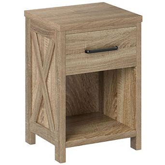 Small Farmhouse Accent Table with Drawer and Storage Shelf Bedroom Living Room