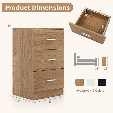 Set of 2 End Tables with Charging Station and Bedside Storage Drawers