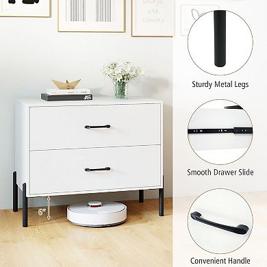 2 Drawer Storage Cabinet for Bedroom Office Closet or Dorm Room