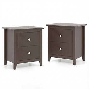 Small Nightstand with 2 Drawers Compact Storage Cabinet for Bedroom Furniture
